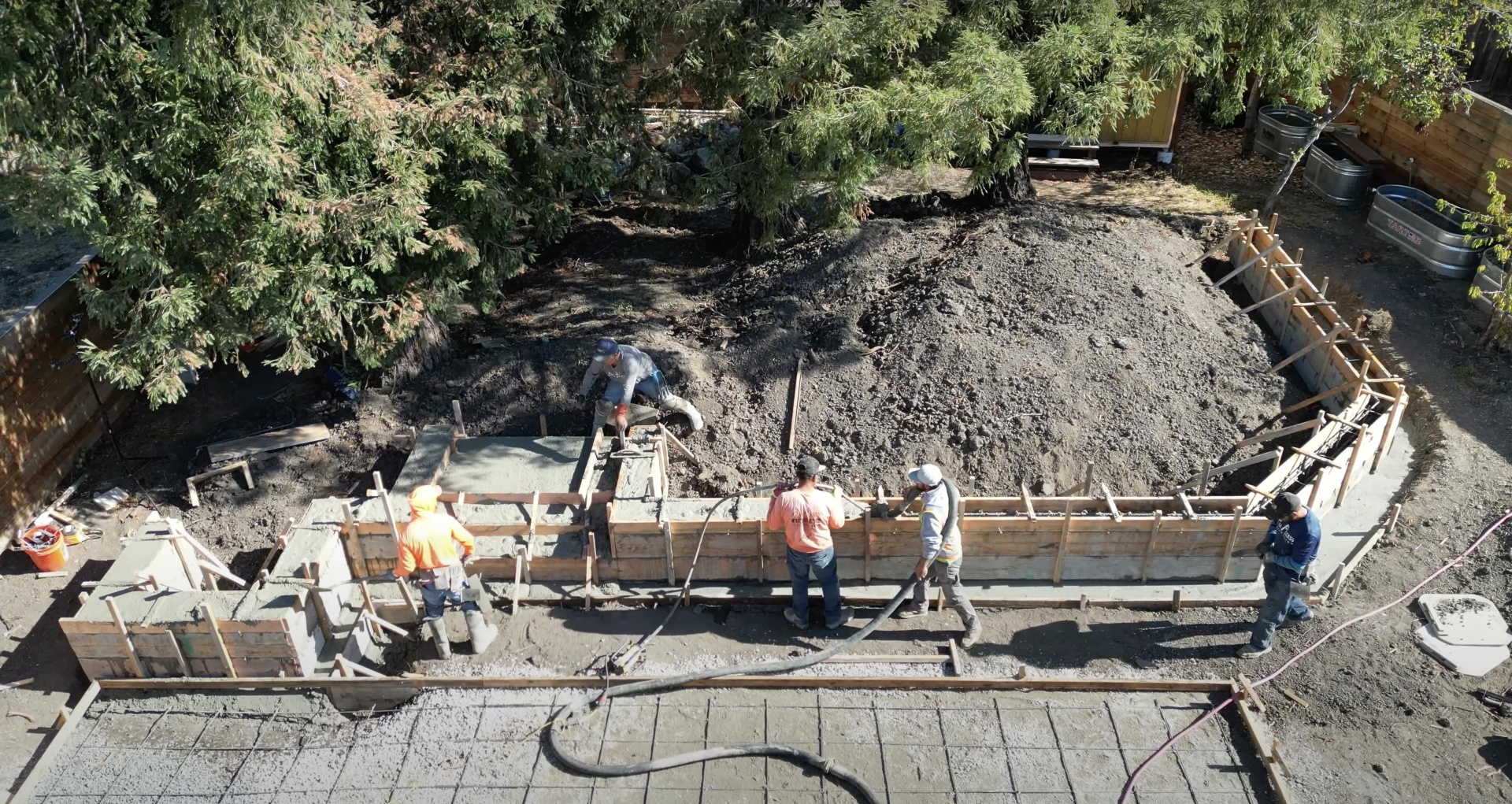 Commercial concrete foundation work by Hudson Concrete Construction Large-scale commercial concrete foundation construction project